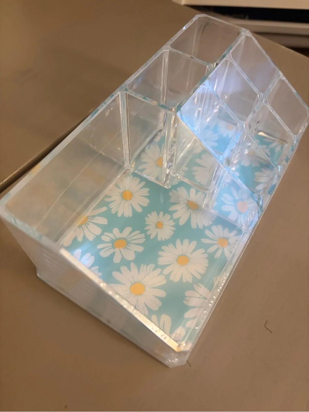 Sorbus Clear Acrylic Makeup Organizer with Daisy Accent